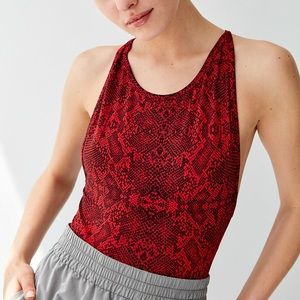 Red snakeskin bodysuit